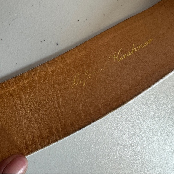 Vintage 80s Stefanie Kushner White Leather Belt Jeweled Feather Buckle Size S - Picture 7 of 16